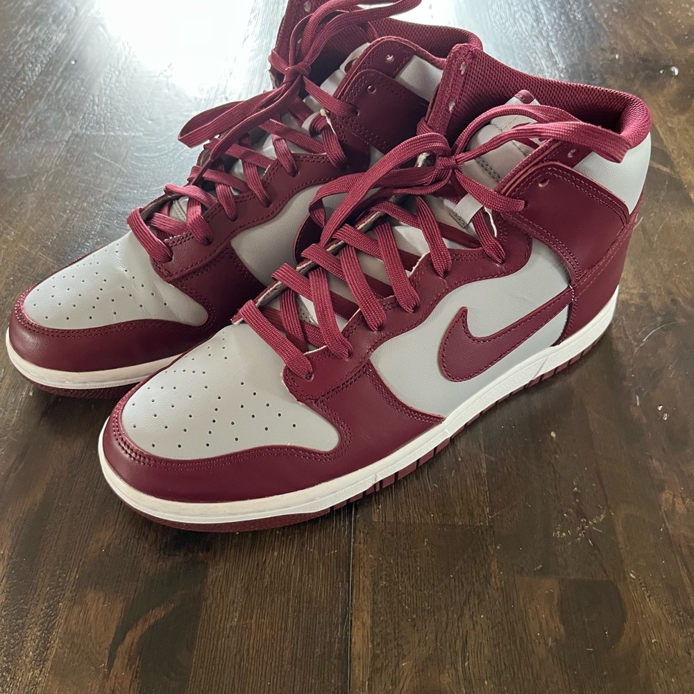 Nike Red and White High-Top Sneakers